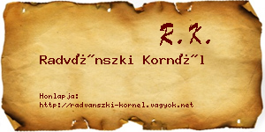Radvánszki Kornél névjegykártya