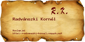Radvánszki Kornél névjegykártya